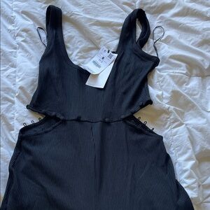 Bershka Black Ribbed Cutout Jumpsuit